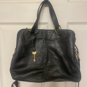 Fossil Black Cross Body and handbag with Key Detail